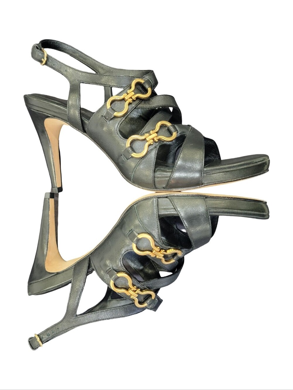 Cole Haan x Nike Air Black Leather Horsebit Slingback Heels Stiletto Women’s 8B - Picture 8 of 17